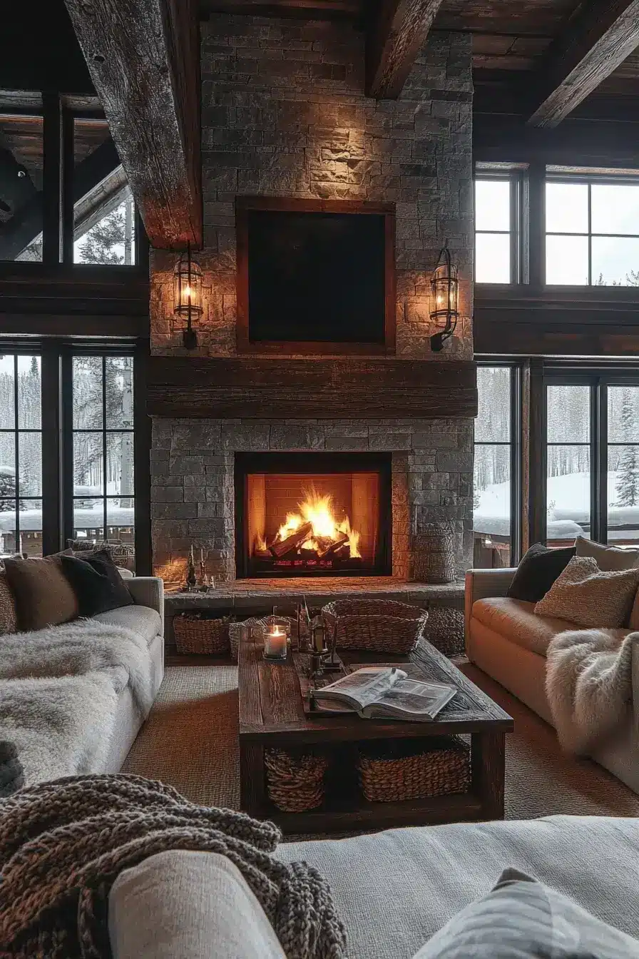 29 Warm Rustic Living Room Ideas with a Real Fireplace Feel
