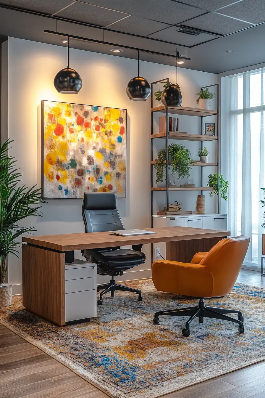 29 Dopamine Decor Office Ideas in Coral and Mustard