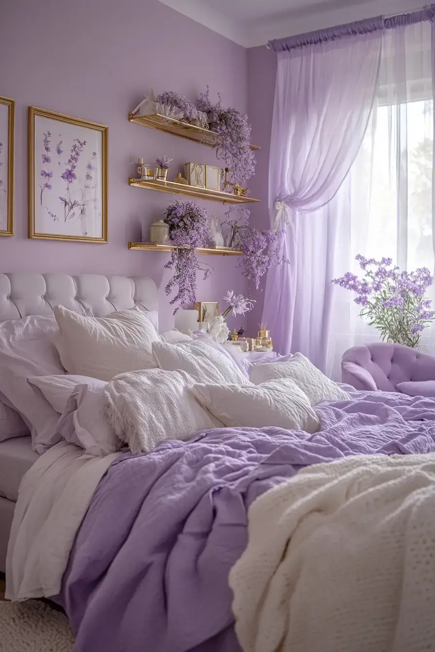 29 Purple Themed Bedroom Ideas That Make the Bold Color Feel Easy to Live With purple themed bedroom