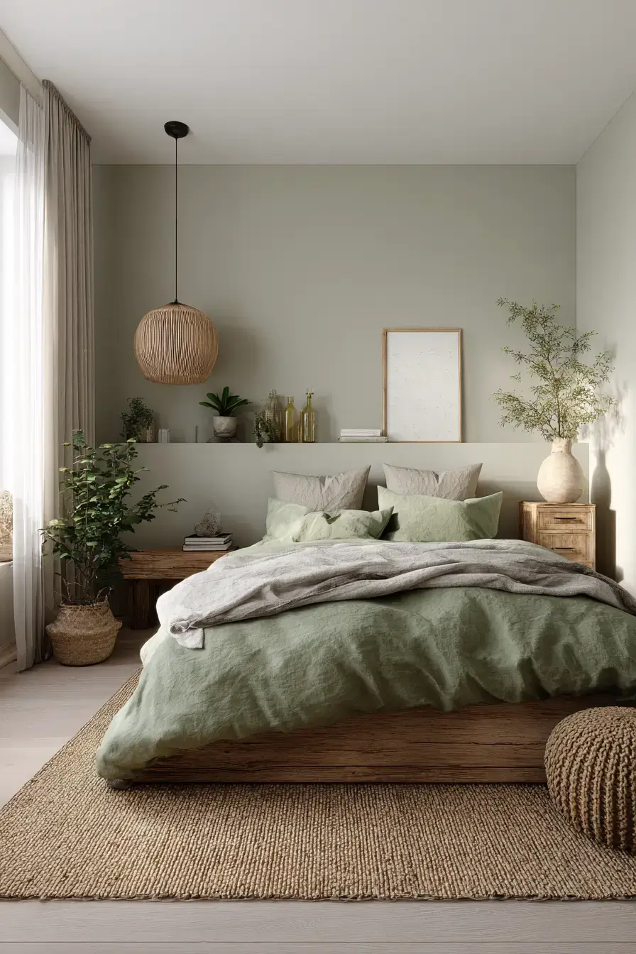 29 Green Boho Bedroom Ideas with a Forest Green Wall
