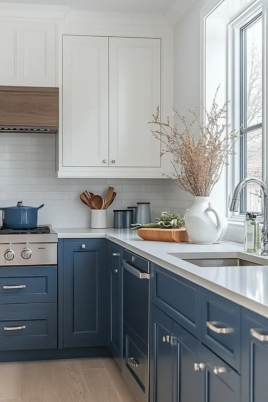 29 Two Tone Kitchen Cabinets Ideas with an Olive and White Split