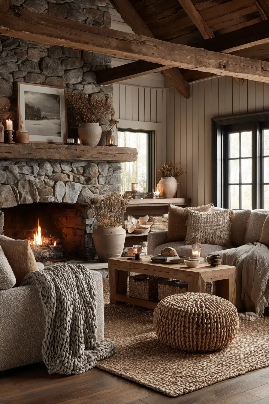 29 Warm Rustic Living Room Ideas with a Real Fireplace Feel