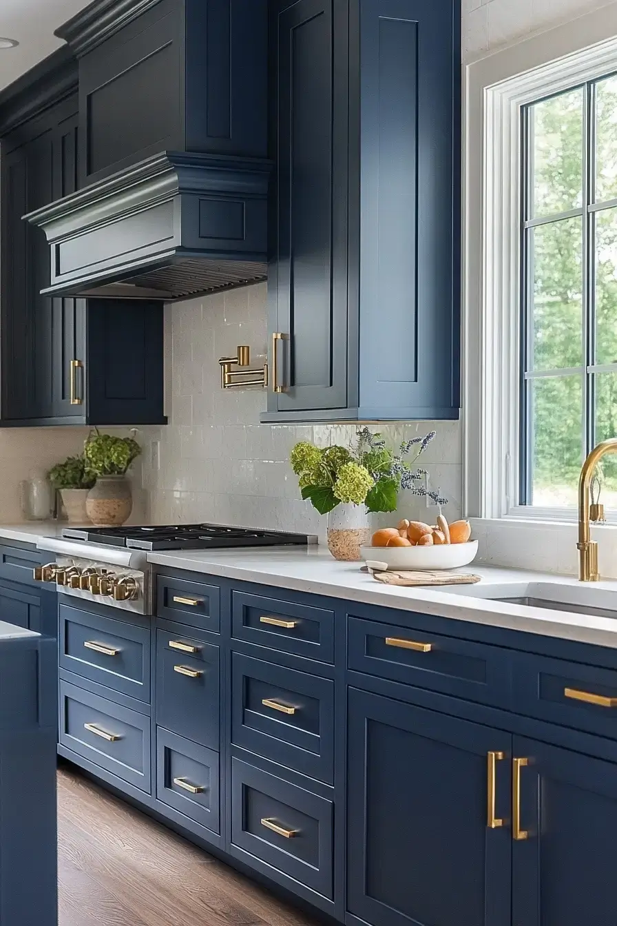 29 Shaker Kitchen Cabinets Ideas with Antique Brass Pulls