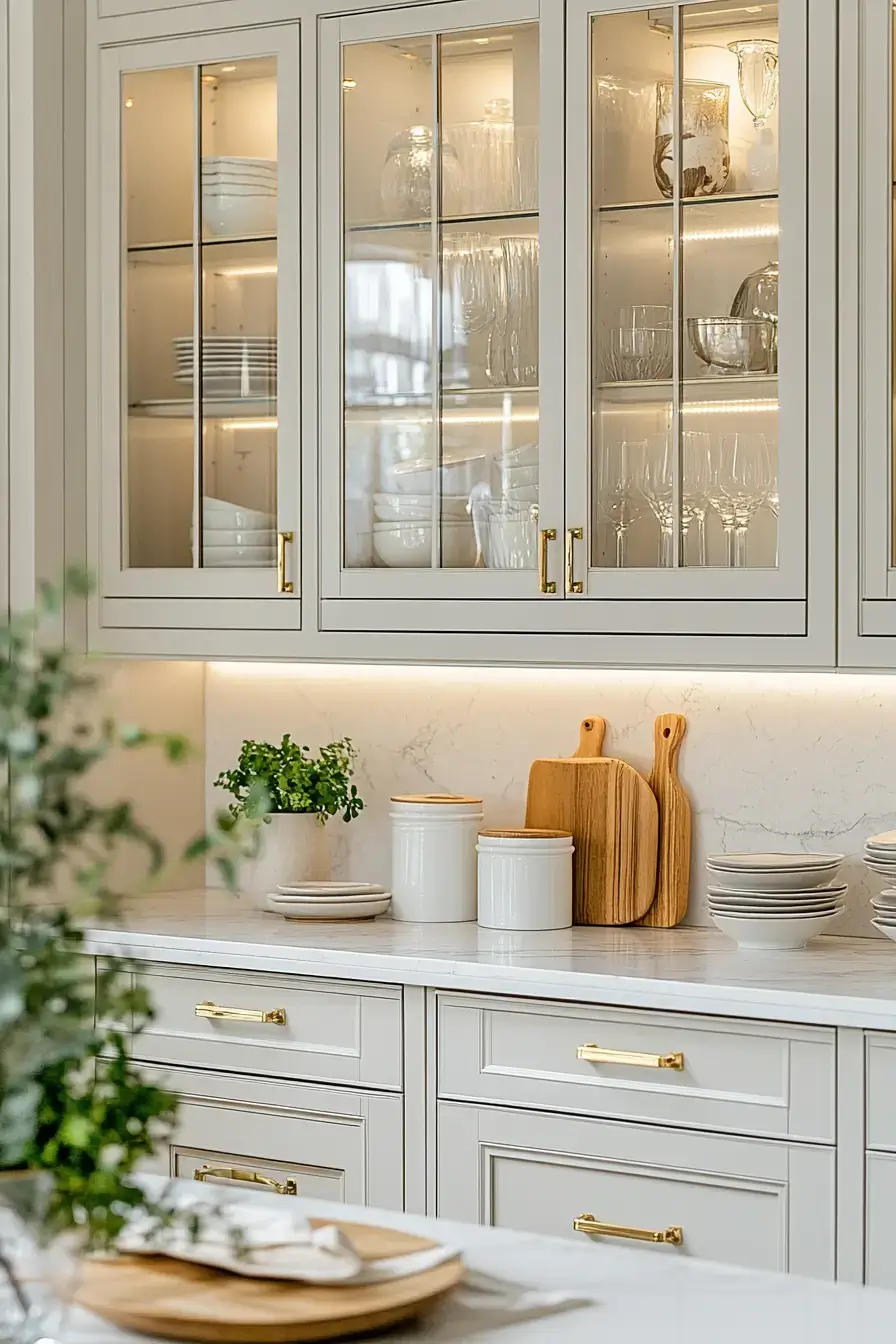 29 Shaker Kitchen Cabinets Ideas with Antique Brass Pulls