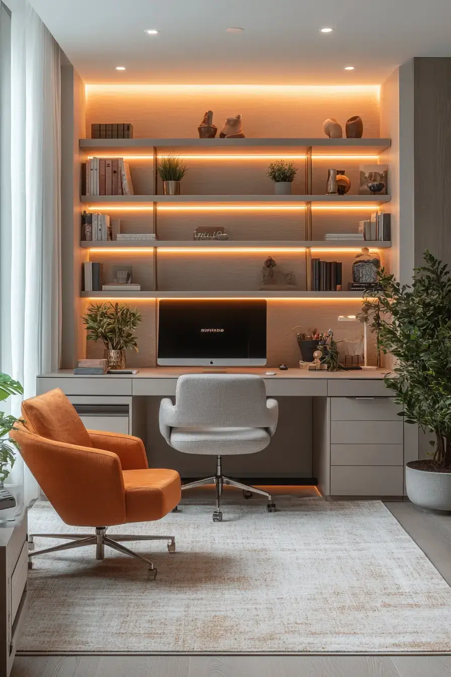 29 Dopamine Decor Office Ideas in Coral and Mustard
