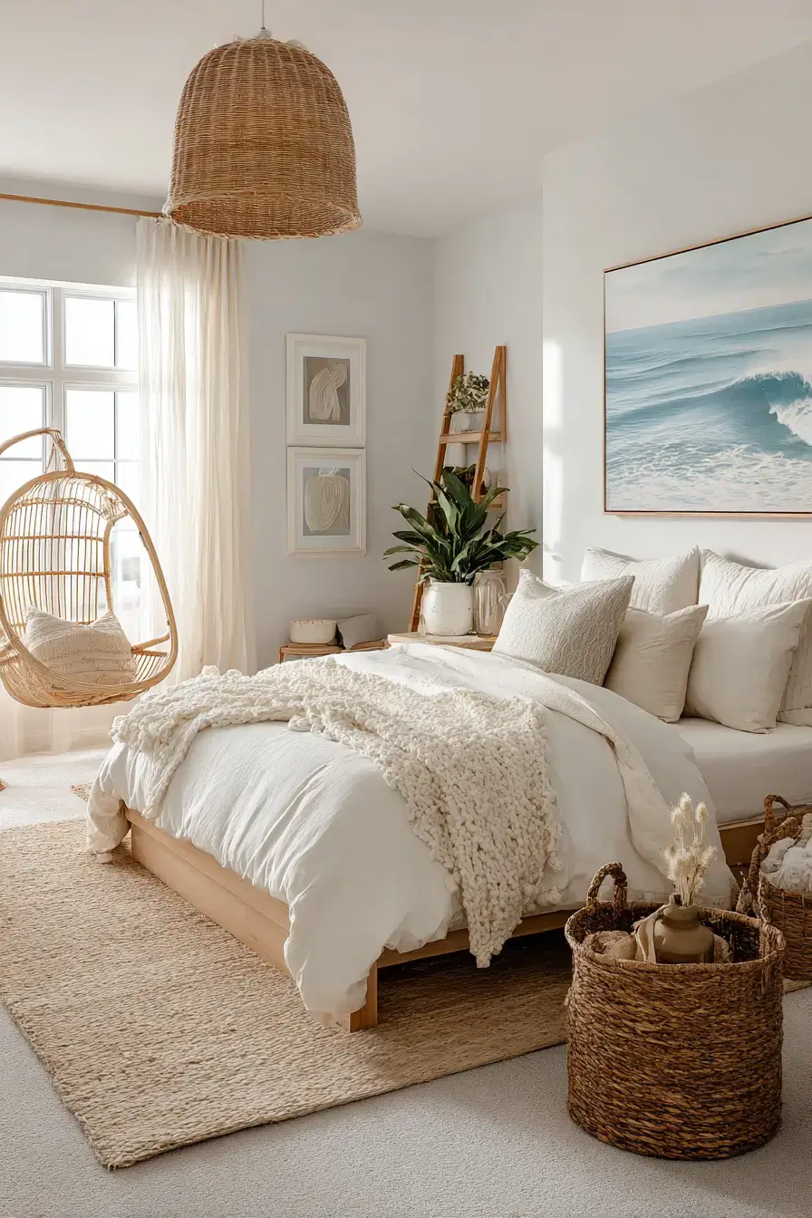 29 Beachy Boho Bedroom Ideas with a Cane Headboard