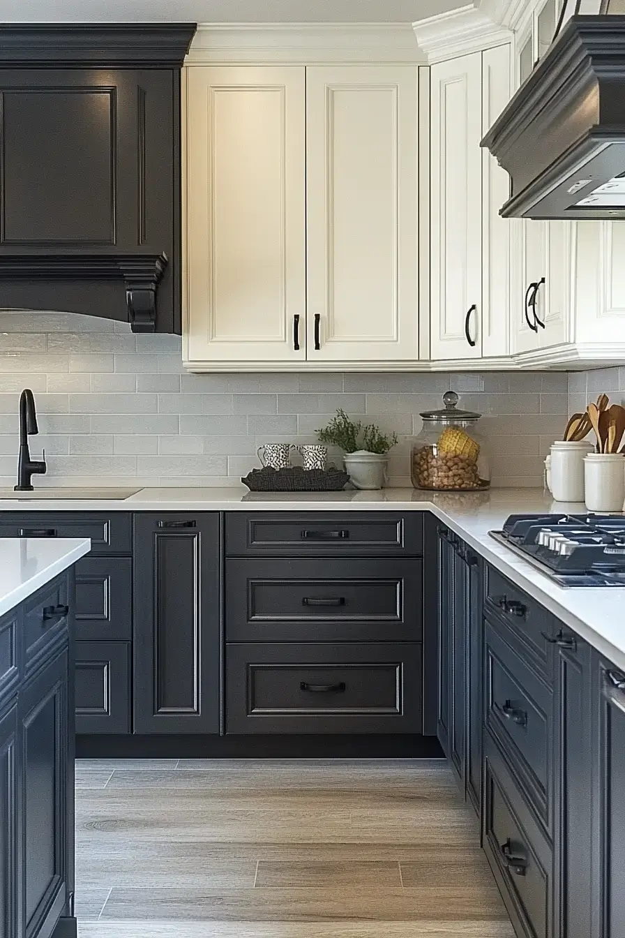 29 Two Toned Kitchen Cabinets Ideas with a Charcoal Base