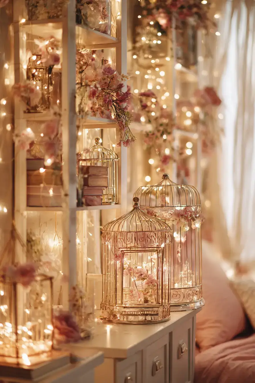 29 Vintage Birdcage Decor Ideas with an Aged Brass Cage vintage birdcage decor ideas