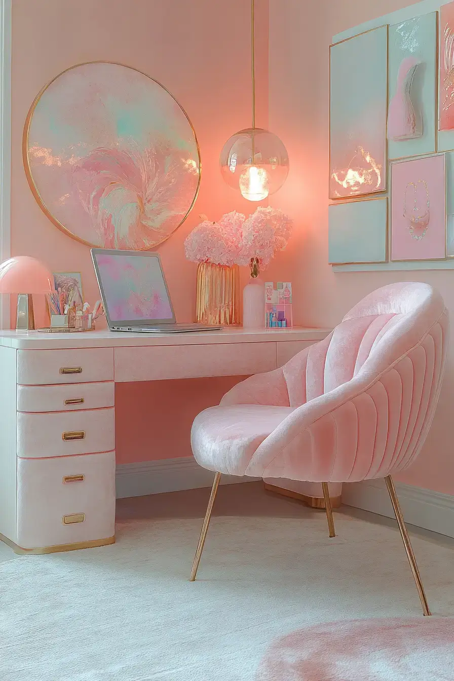 29 Dopamine Decor Office Ideas in Coral and Mustard
