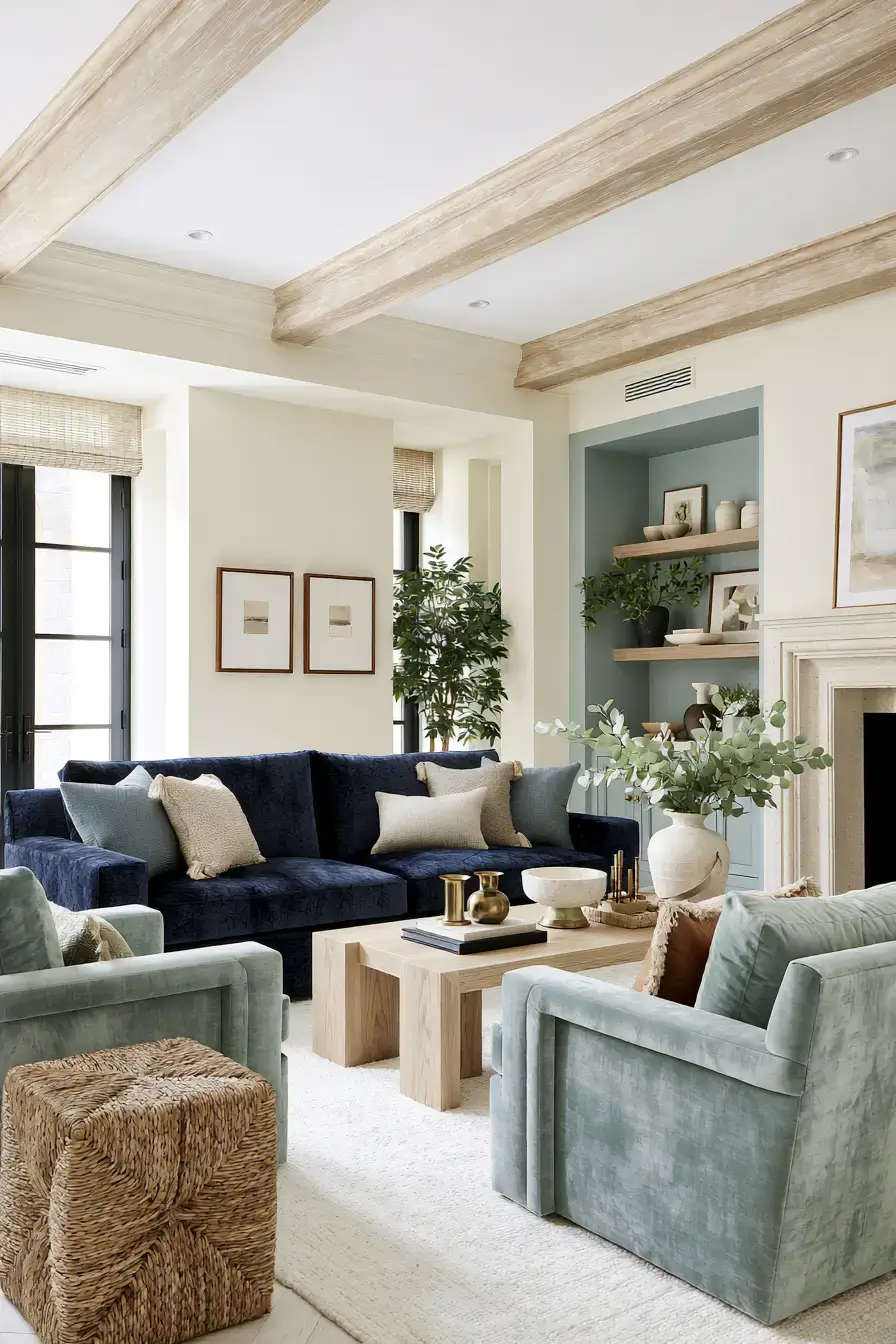 29 Navy and Sage Living Room Ideas with a Sage Sofa