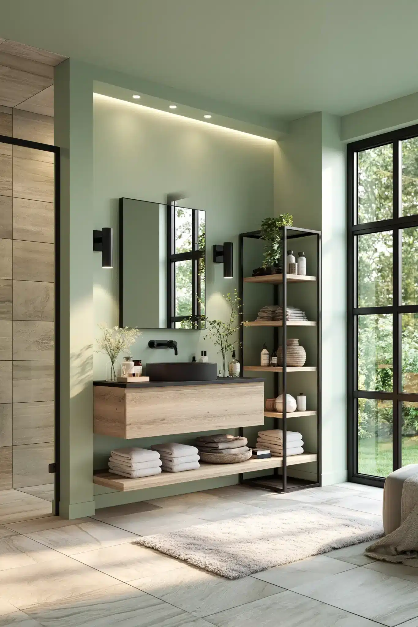 29 Sage Green and Black Bathroom Ideas for a Room That Feels Grounded sage green and black bathroom