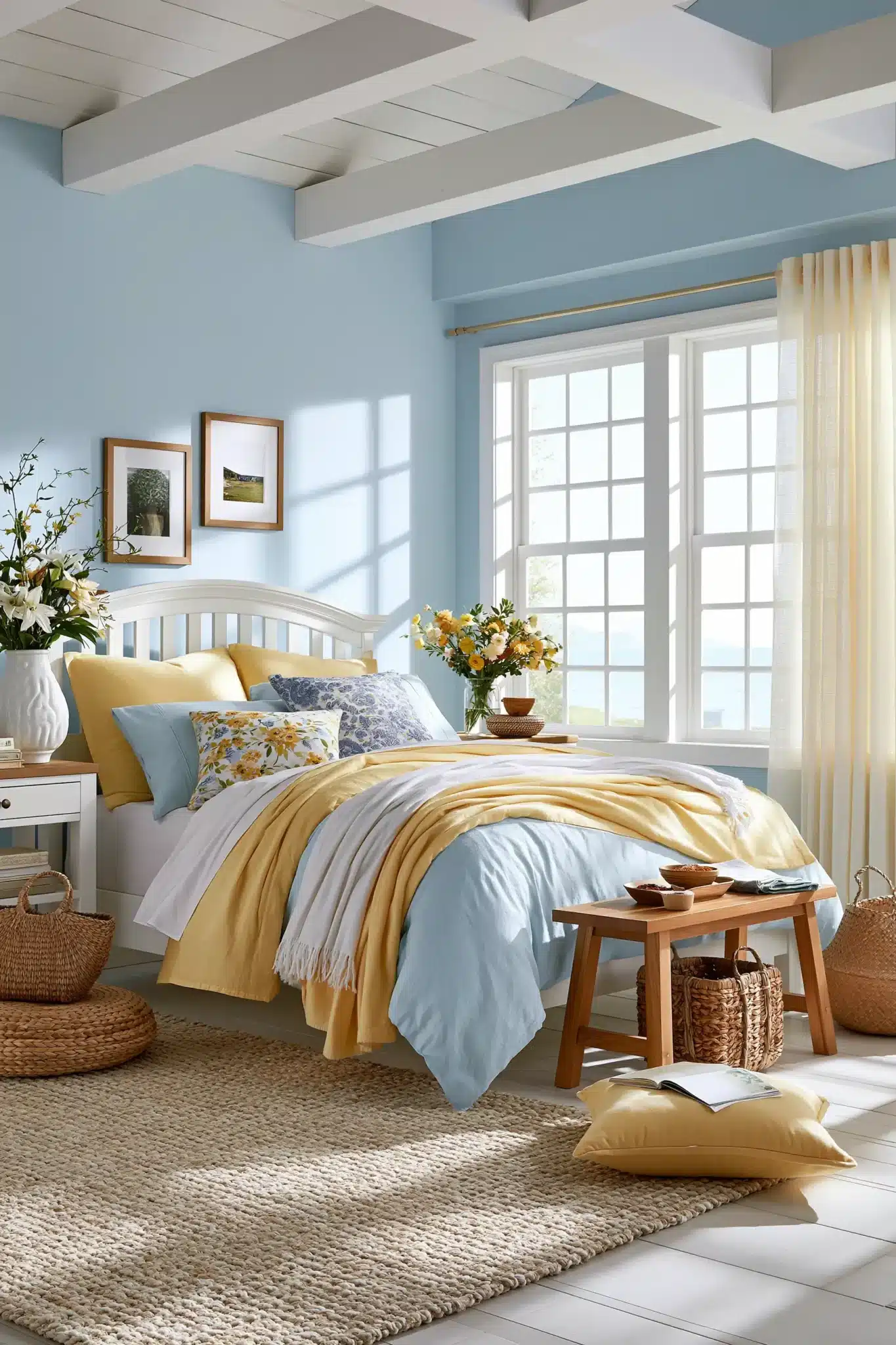 29 Light Blue and Yellow Bedroom Ideas for a Room That Wakes Up Early light blue and yellow bedroom