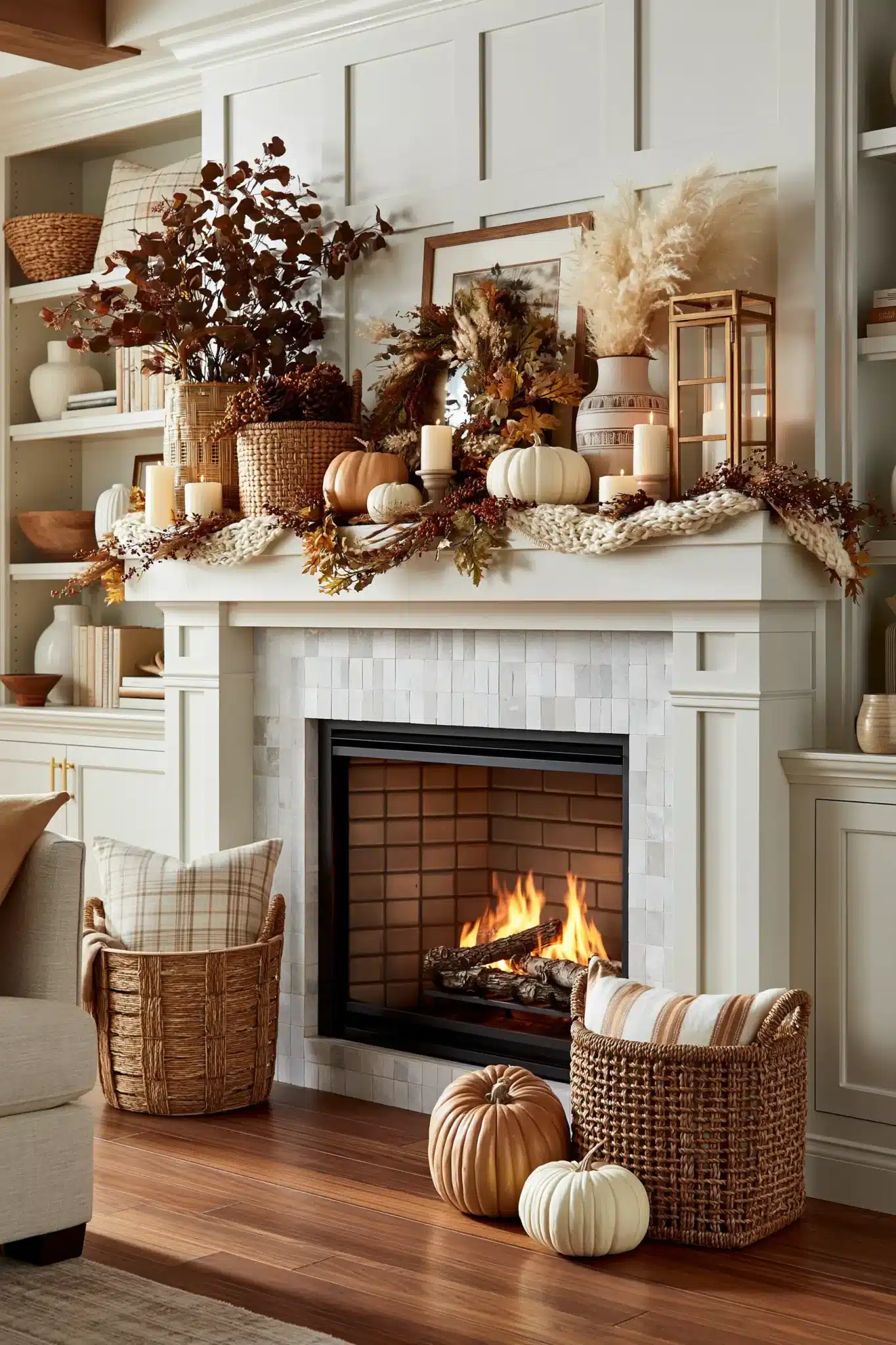 29 Thanksgiving Mantel Decor Ideas That Set a Warm First Impression thanksgiving mantel decor
