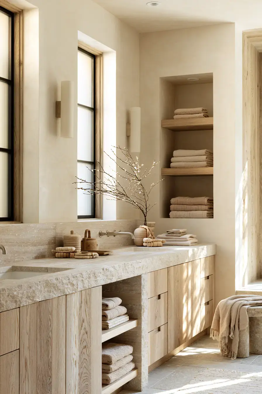 29 Japandi Style Bathroom Ideas with a Wooden Soaking Tub 29 Japandi Style Bathroom Ideas with a Wooden Soaking Tub