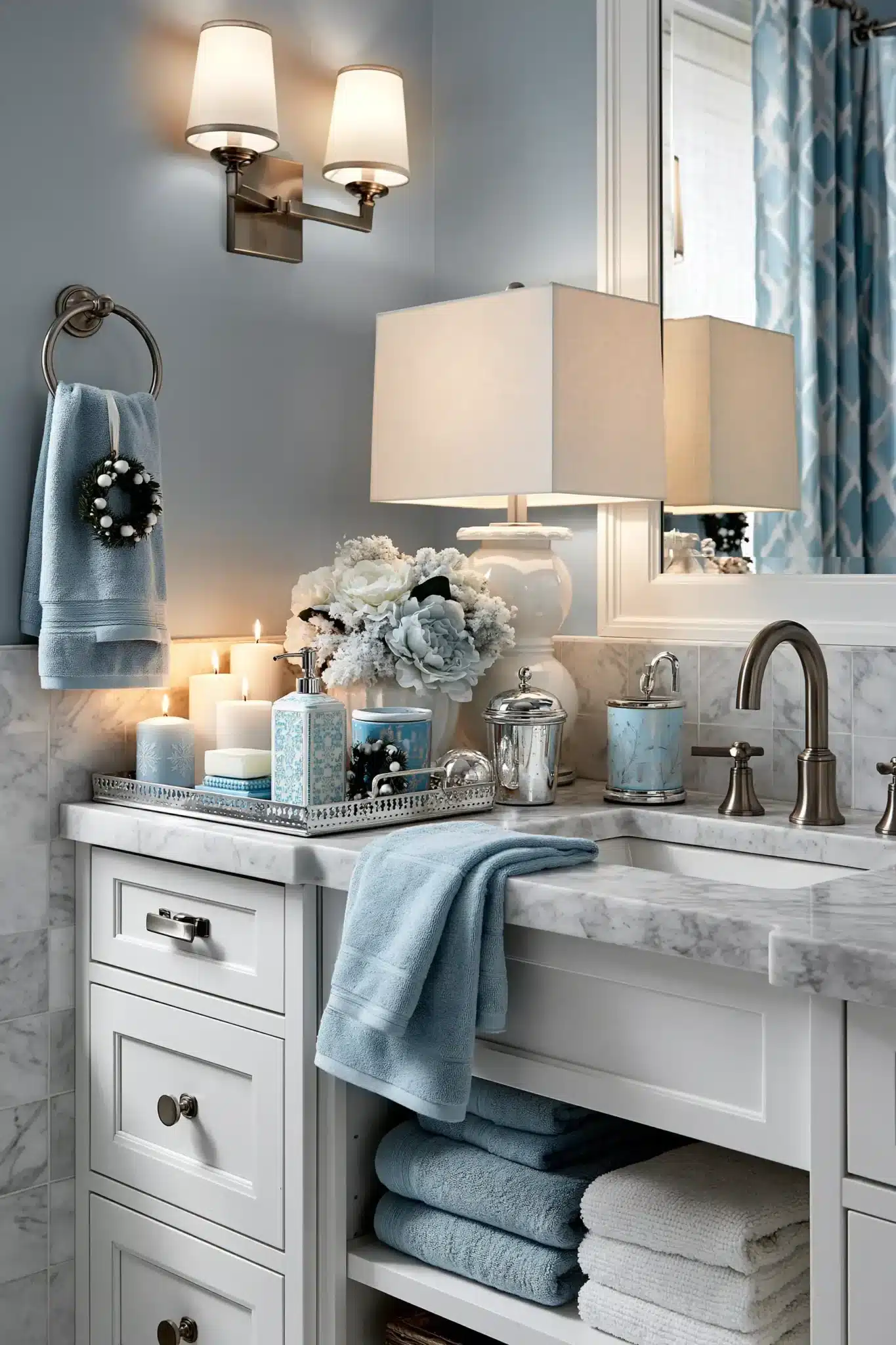 29 Blue Christmas Decor Ideas That Give the Room a Cooler, Calmer Edge blue christmas decor