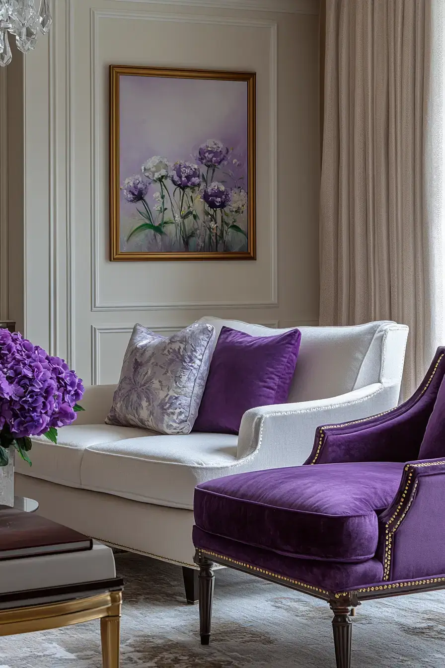 29 Purple Living Room Ideas with a Plum Accent Chair