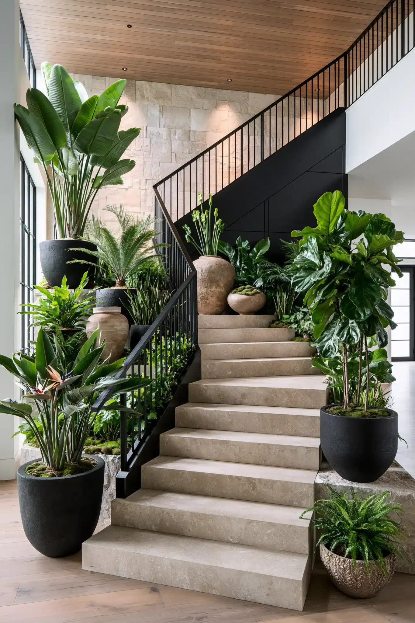 29 Indoor Staircase Gardens Ideas for Green That Follows You Upstairs indoor staircase gardens