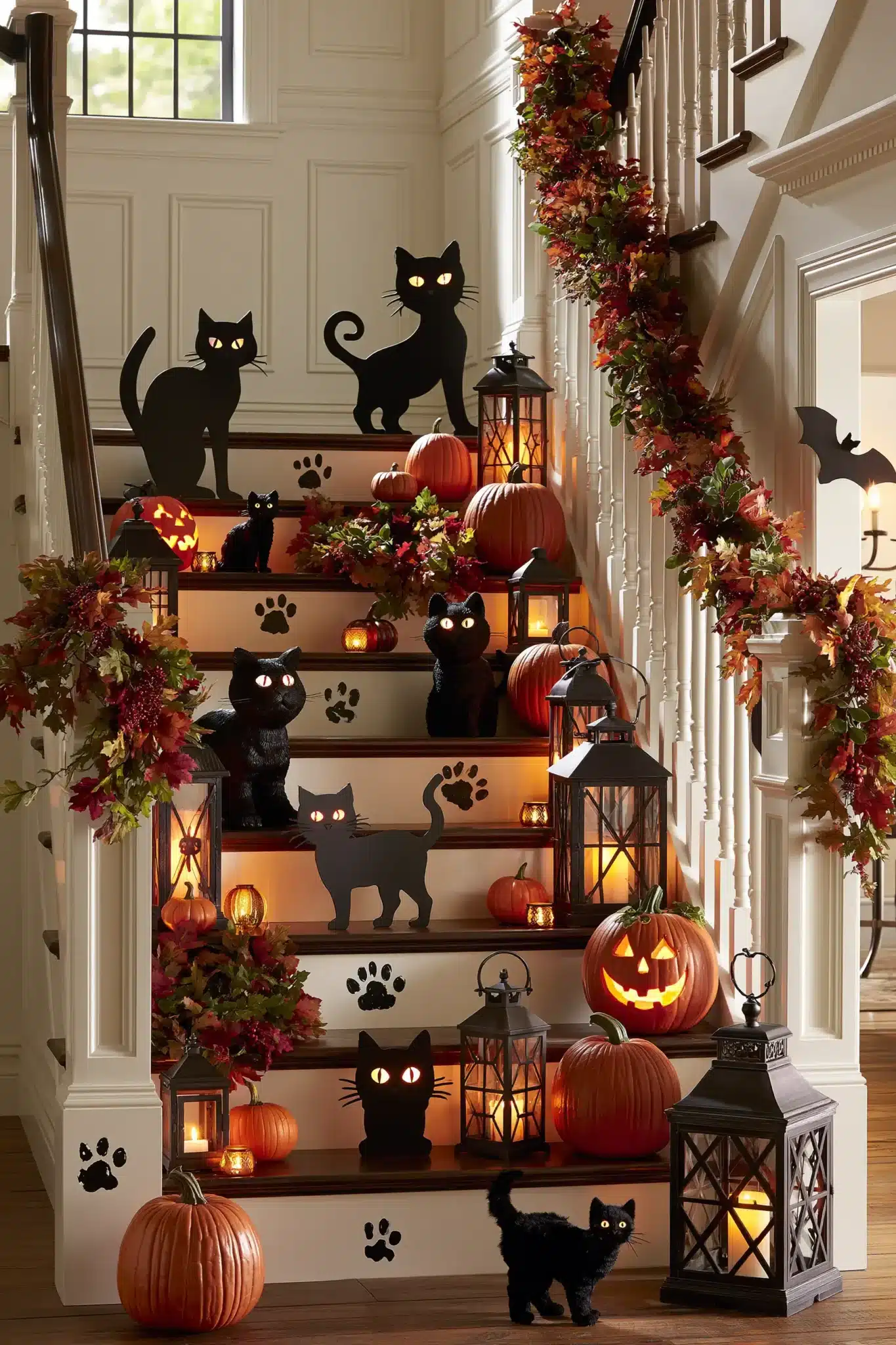 29 Halloween Staircase Decor Ideas for a Climb That Is Spooky, Not Scary halloween staircase decor