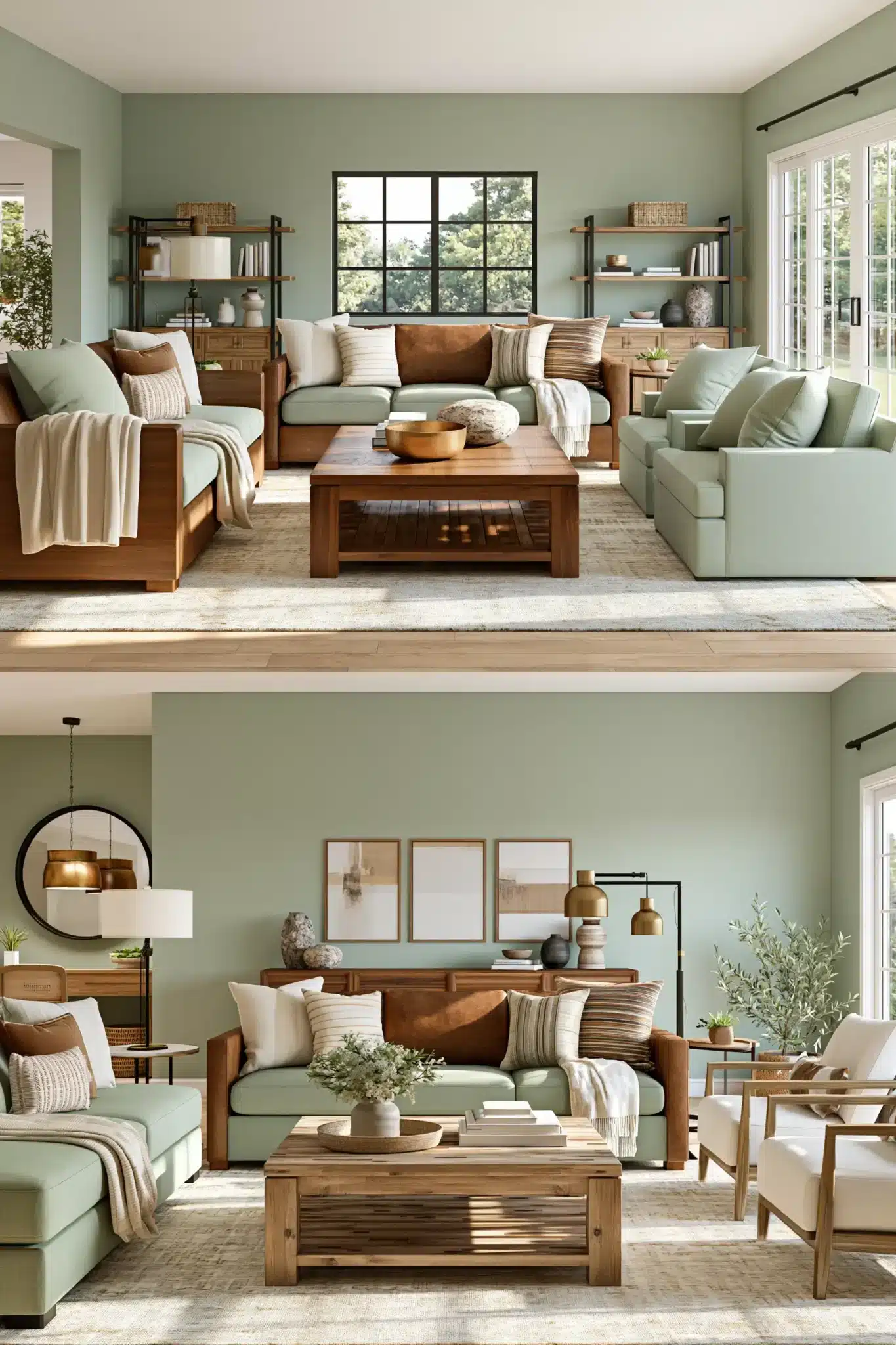 29 Sage Green and Brown Living Room Ideas for a Warm, Earthy Space sage green and brown living room