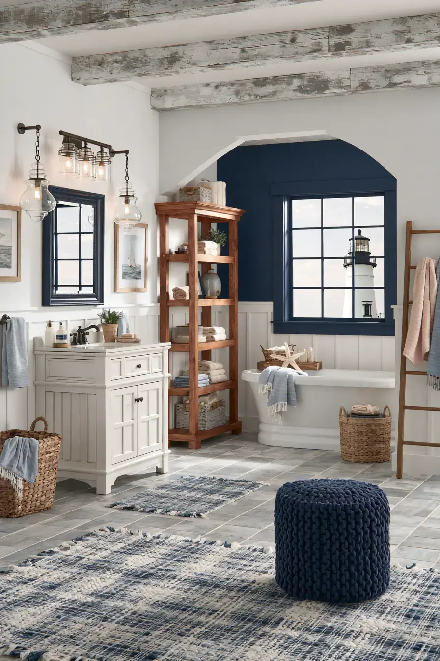 29 Nautical Bathroom Ideas with a Rope Towel Ladder 29 Nautical Bathroom Ideas with a Rope Towel Ladder