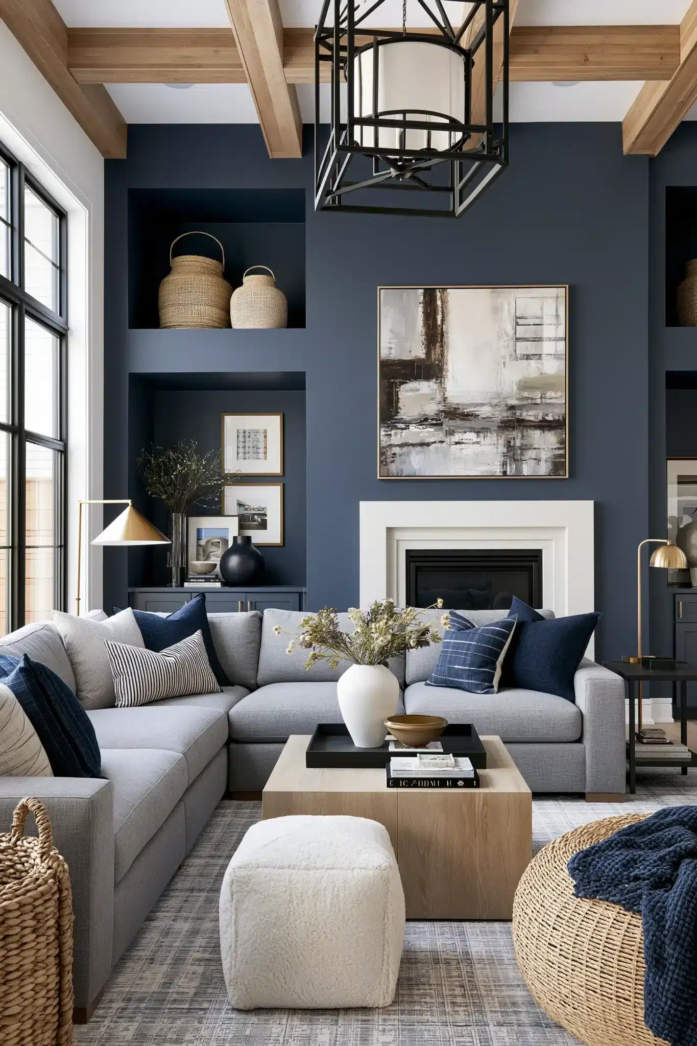 29 Navy Blue and Grey Living Room Ideas for a Space That Stays Calm navy blue and grey living room