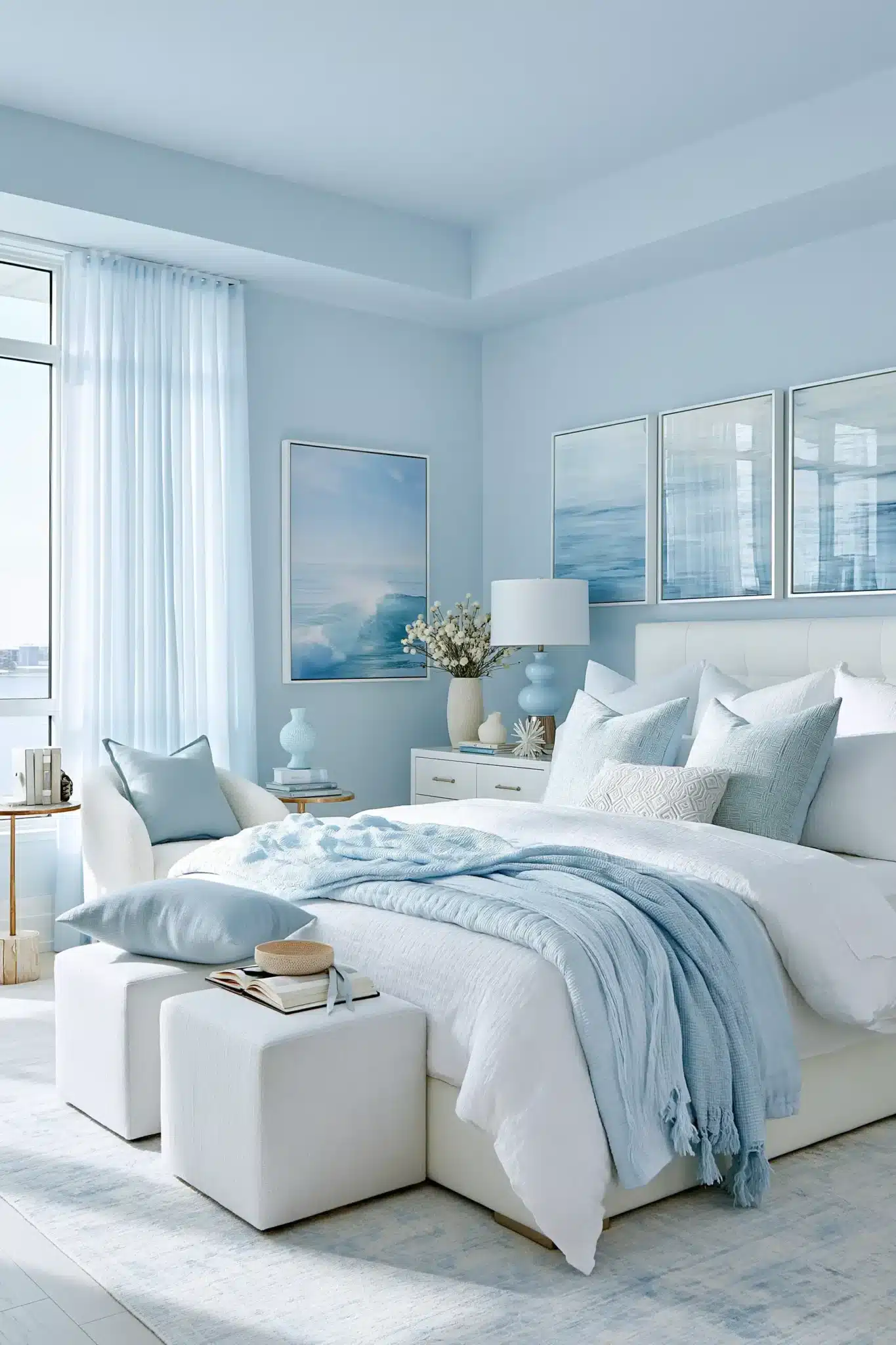 29 Light Blue and White Bedroom Ideas for a Space That Stays Crisp light blue and white bedroom