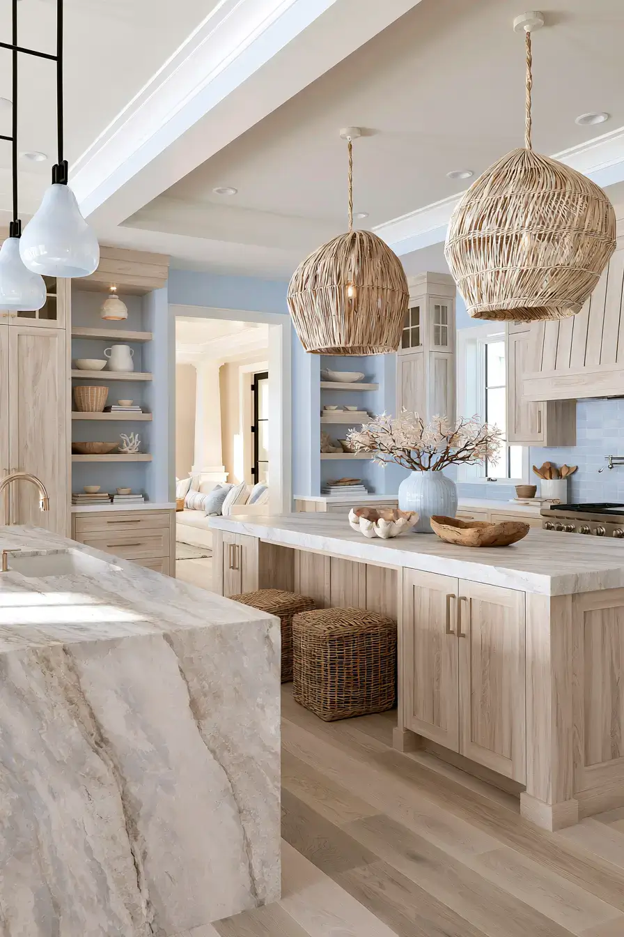 29 Nautical Kitchen Ideas with a Rope Pendant Light