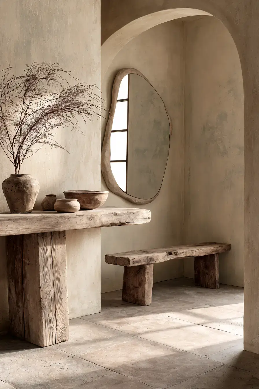 29 Japandi Entryway Ideas with a Wood Bench and Tray
