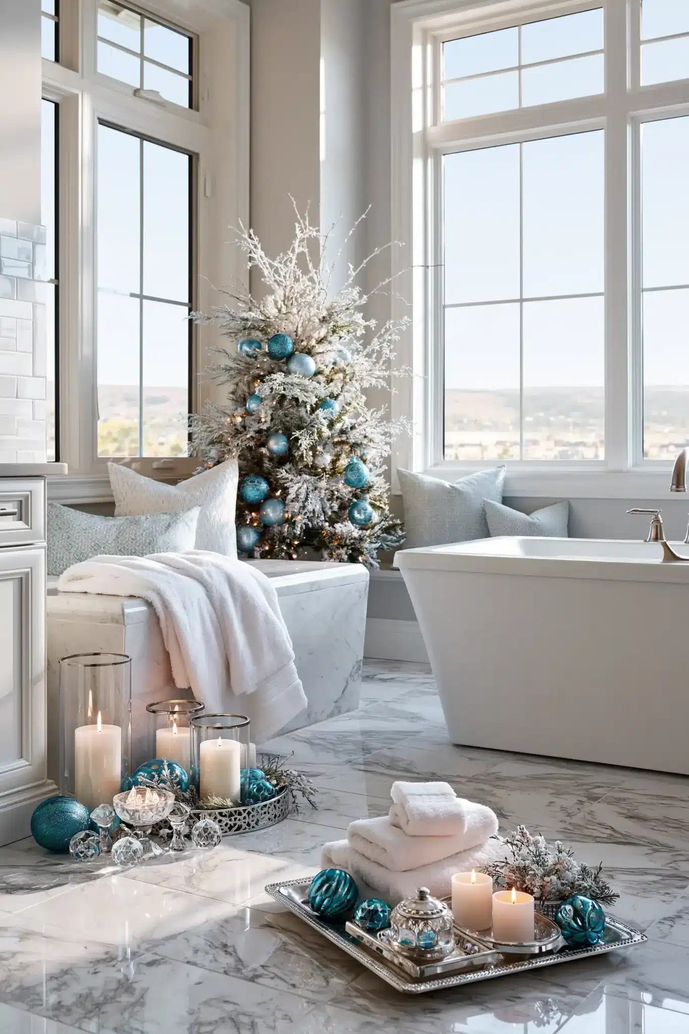 29 Blue Christmas Decor Ideas That Give the Room a Cooler, Calmer Edge blue christmas decor