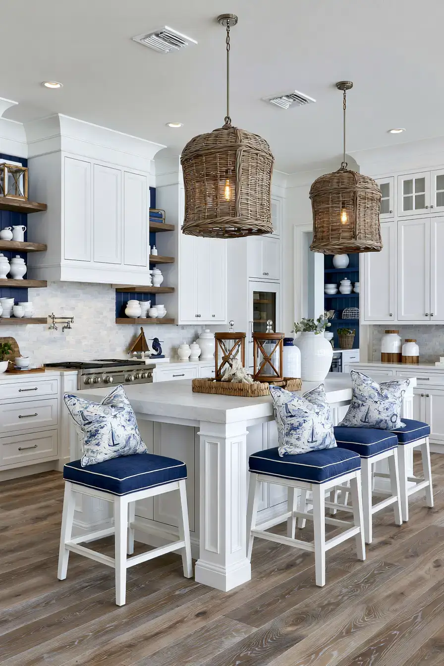 29 Nautical Kitchen Ideas with a Rope Pendant Light