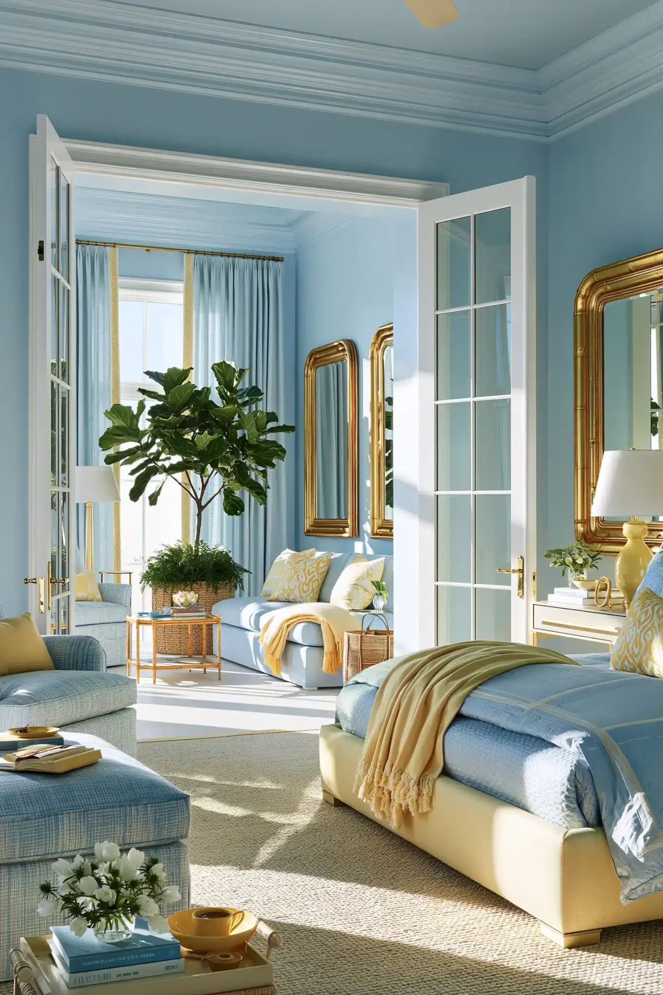 29 Light Blue and Yellow Bedroom Ideas for a Room That Wakes Up Early light blue and yellow bedroom