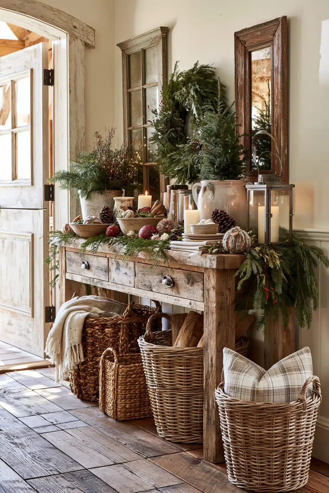29 Christmas Entryway Table Decor Ideas That Say Hello Before Anything Else christmas entryway table decor