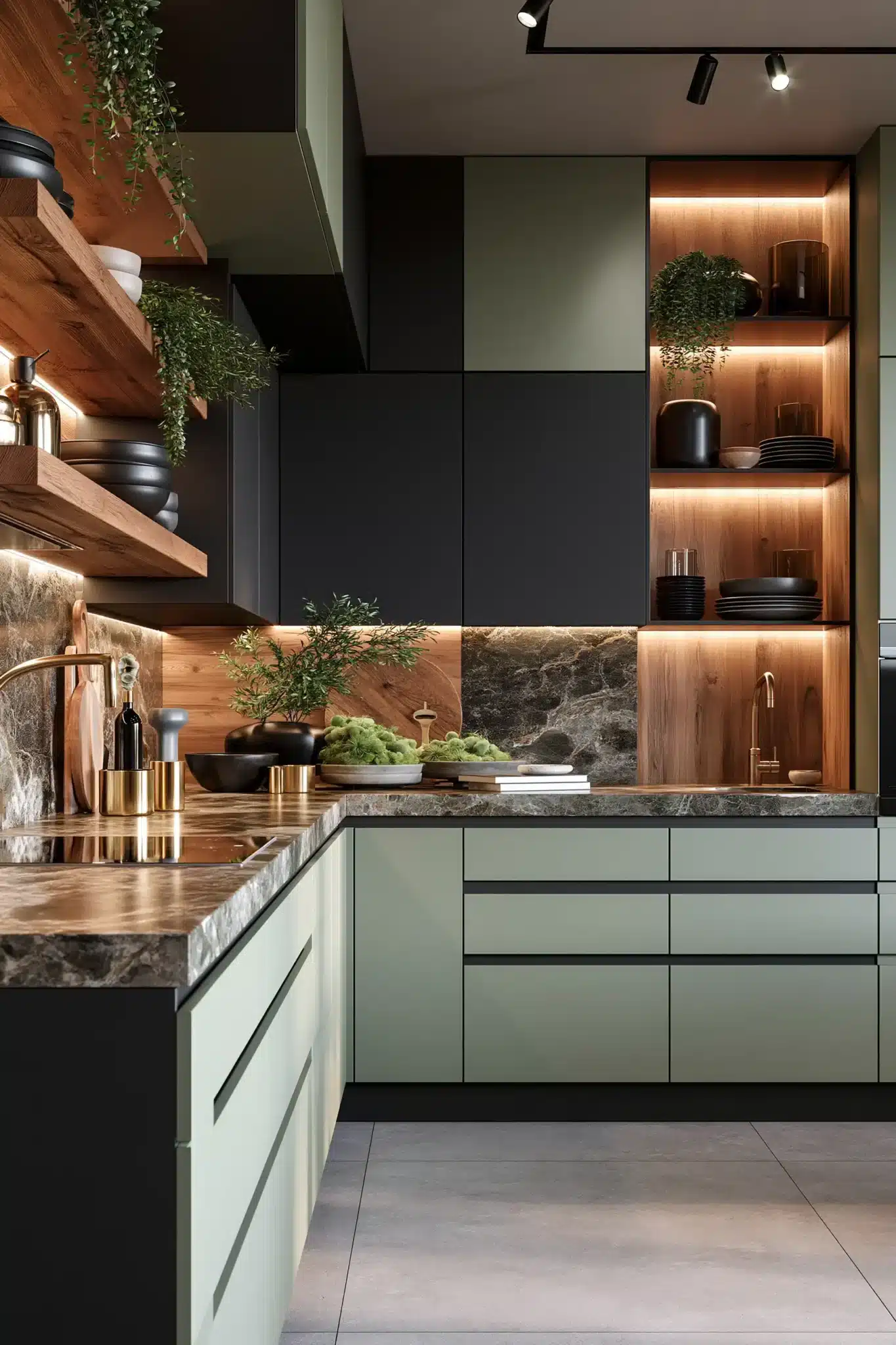 29 Sage Green and Black Kitchen Ideas for a Cook Space With a Little Bite sage green and black kitchen