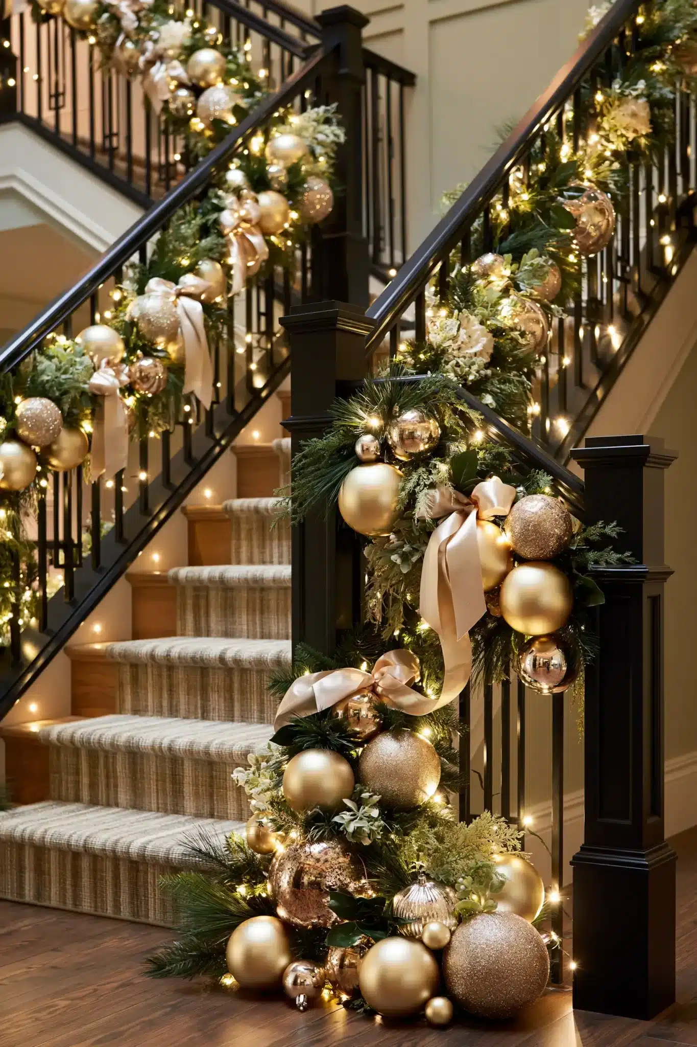 29 Christmas Staircase Decor Ideas for a Railing Worth Photographing christmas staircase decor
