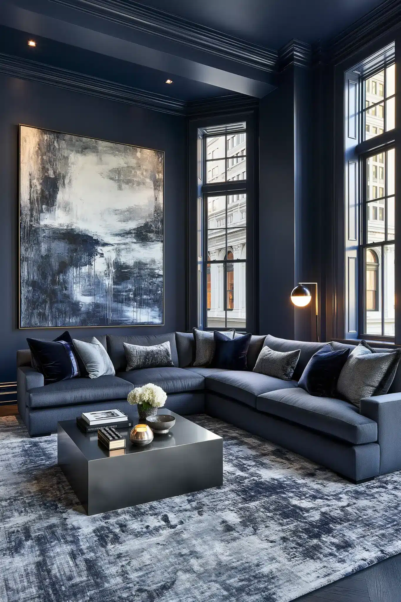 29 Navy Blue and Grey Living Room Ideas for a Space That Stays Calm navy blue and grey living room