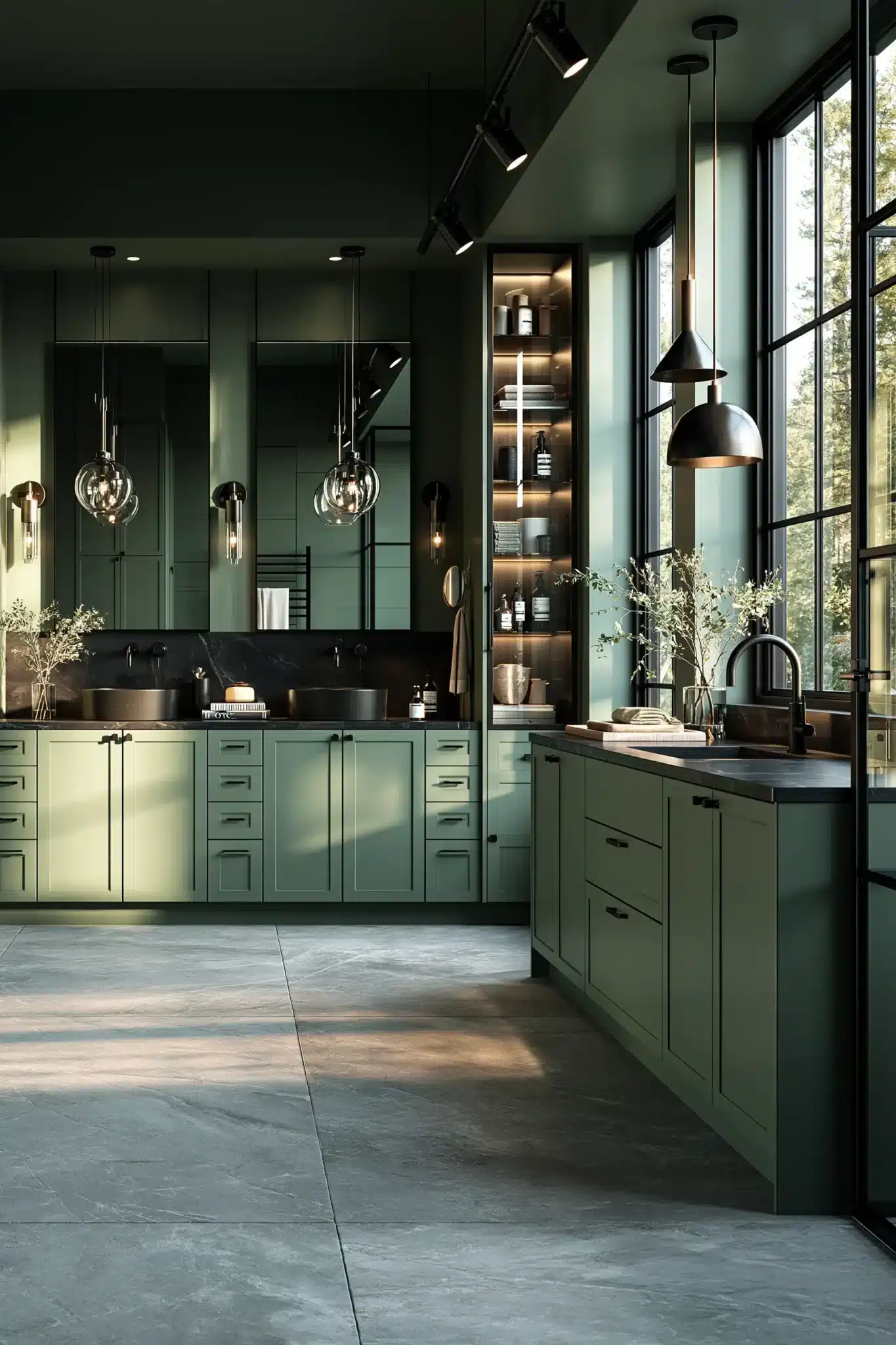 29 Sage Green and Black Bathroom Ideas for a Room That Feels Grounded sage green and black bathroom