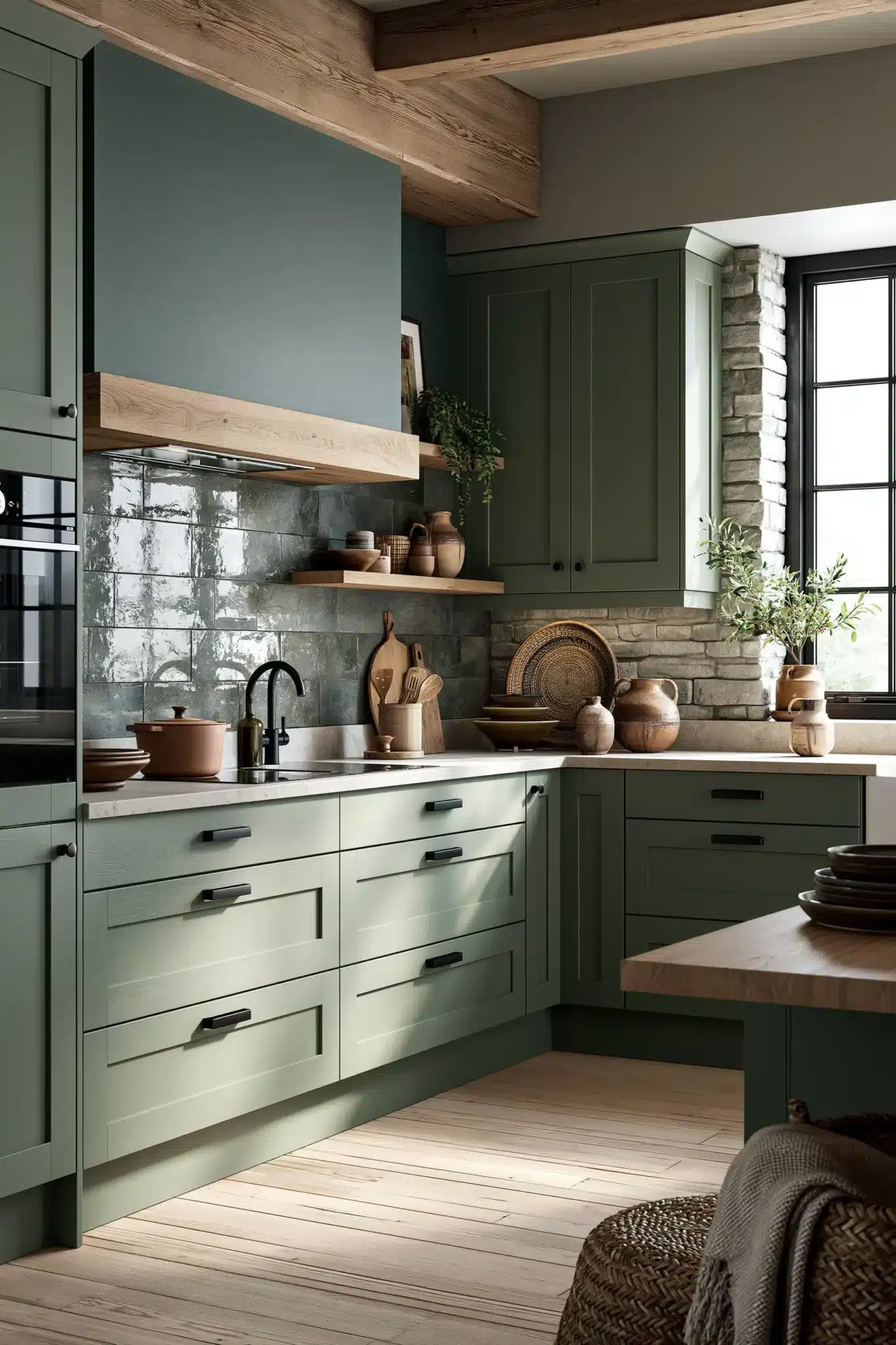 29 Sage Green and Black Kitchen Ideas for a Cook Space With a Little Bite sage green and black kitchen