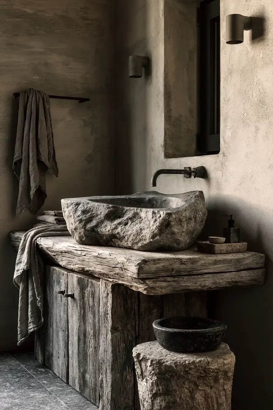 29 Stone Sink Bathroom Ideas for a Vanity With Real Weight stone sink bathroom