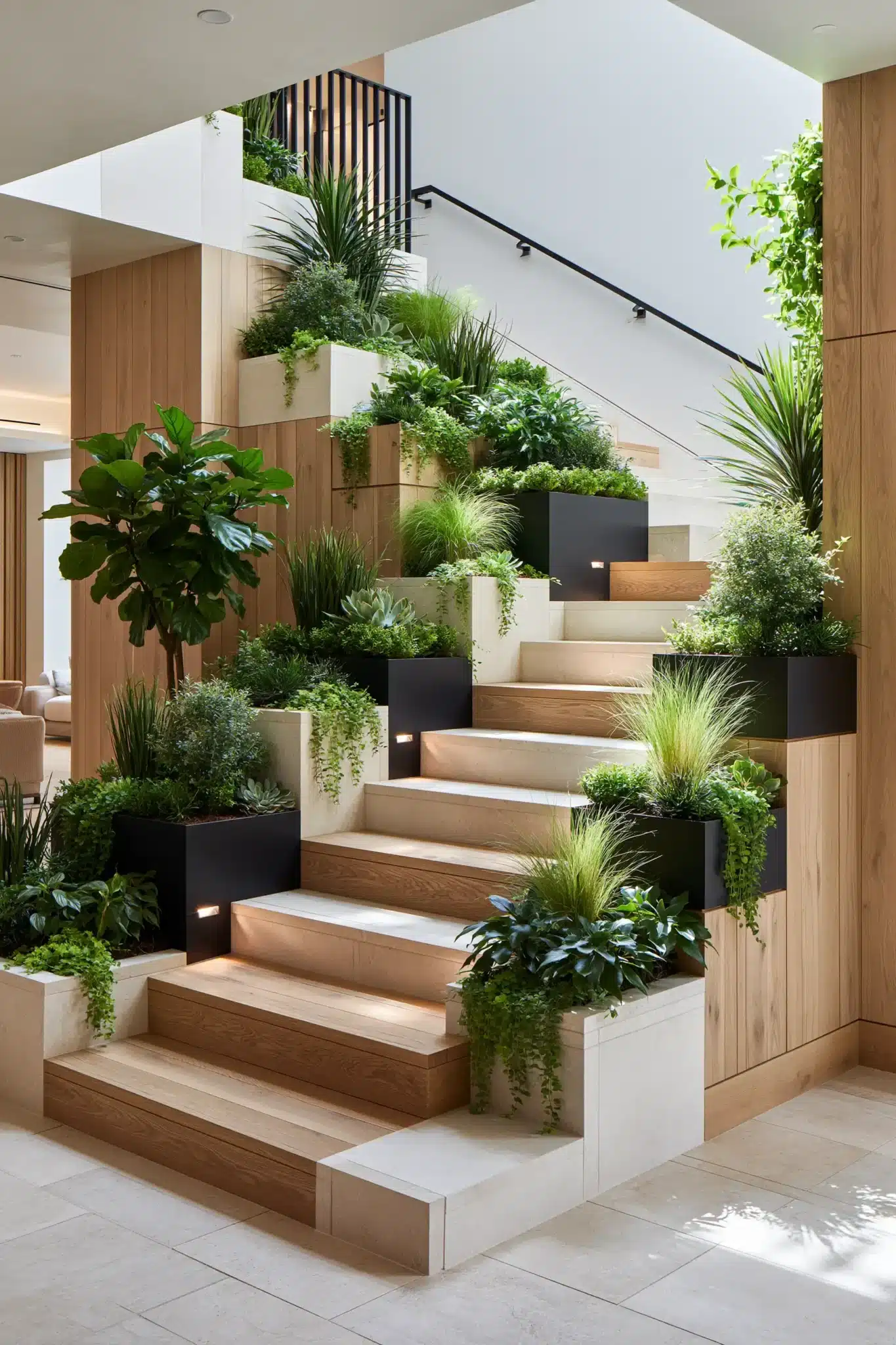 29 Indoor Staircase Gardens Ideas for Green That Follows You Upstairs indoor staircase gardens