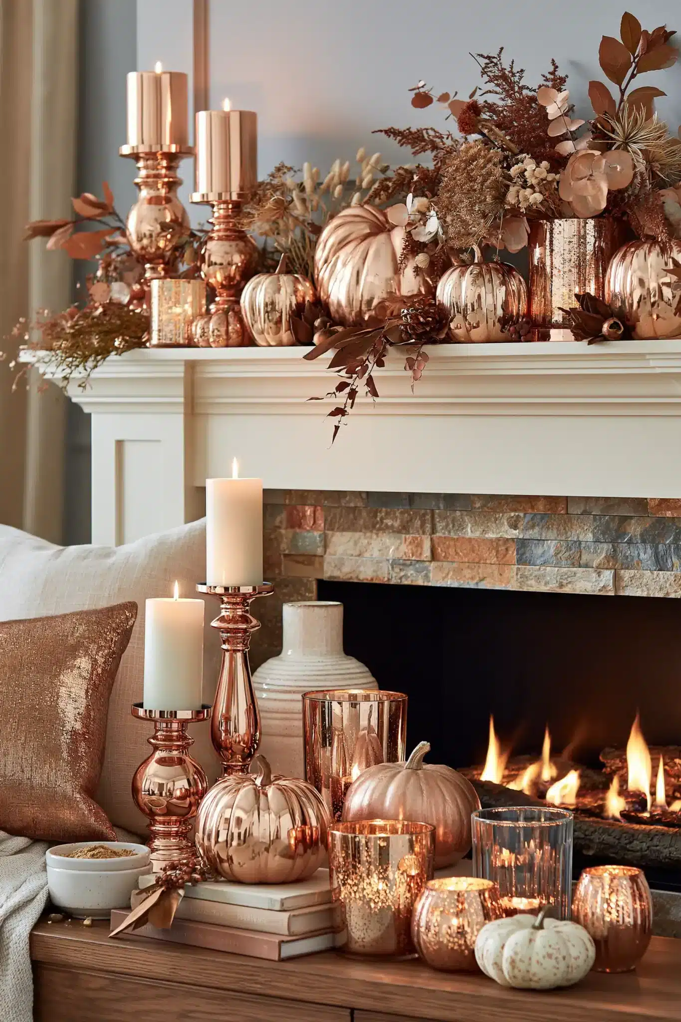 29 Thanksgiving Mantel Decor Ideas That Set a Warm First Impression thanksgiving mantel decor