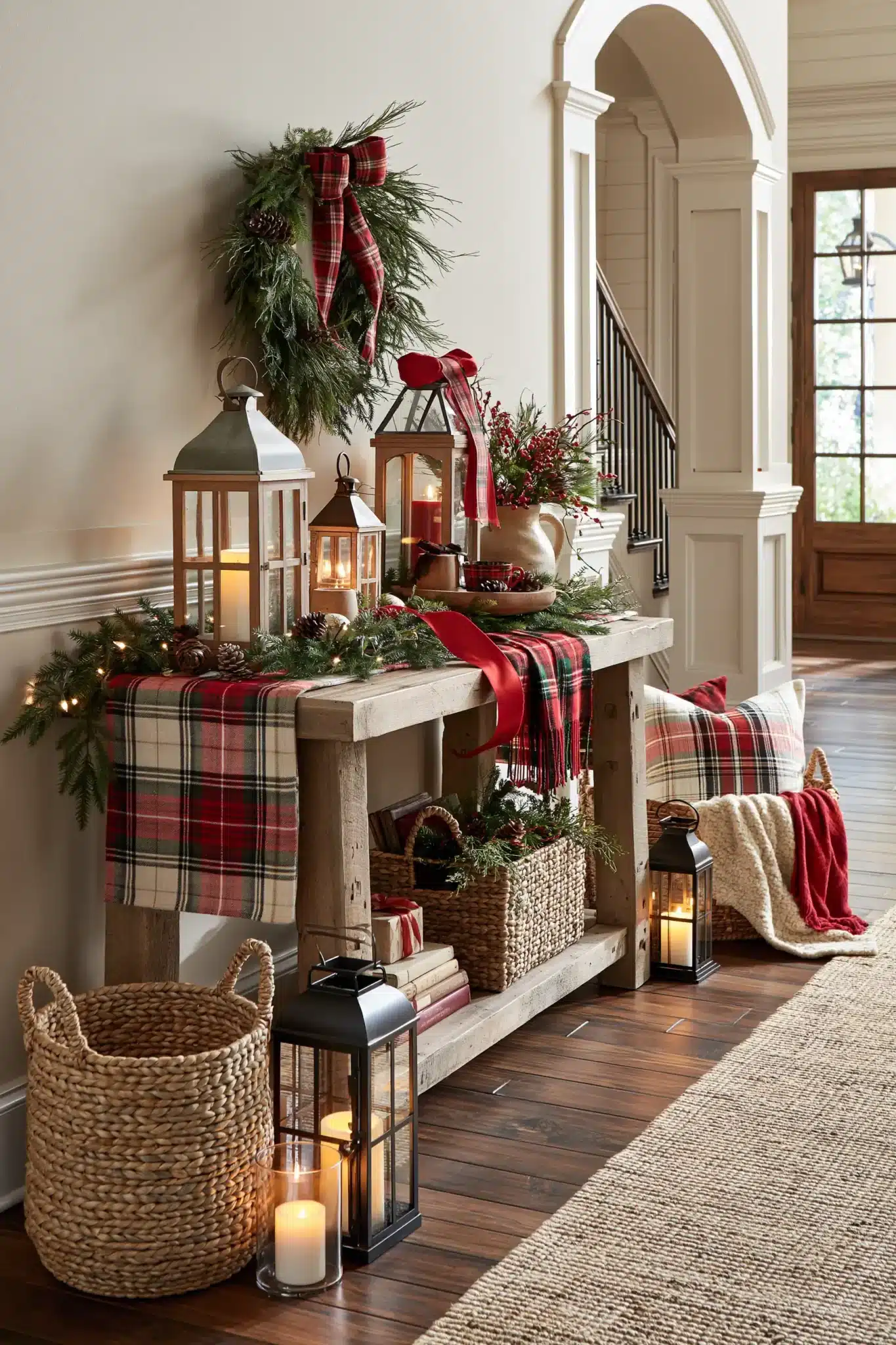29 Christmas Entryway Table Decor Ideas That Say Hello Before Anything Else christmas entryway table decor