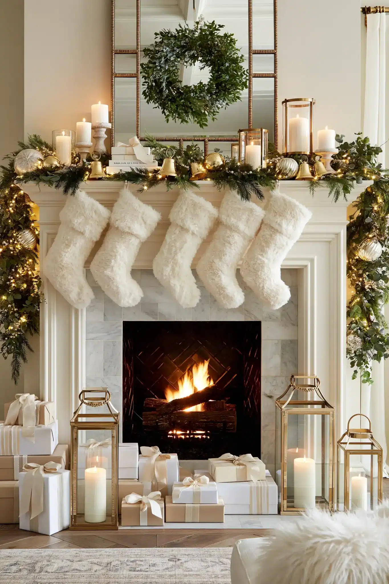 29 Christmas Fireplace Decor Ideas That Let the Fire Stay the Star christmas fireplace decor ideas