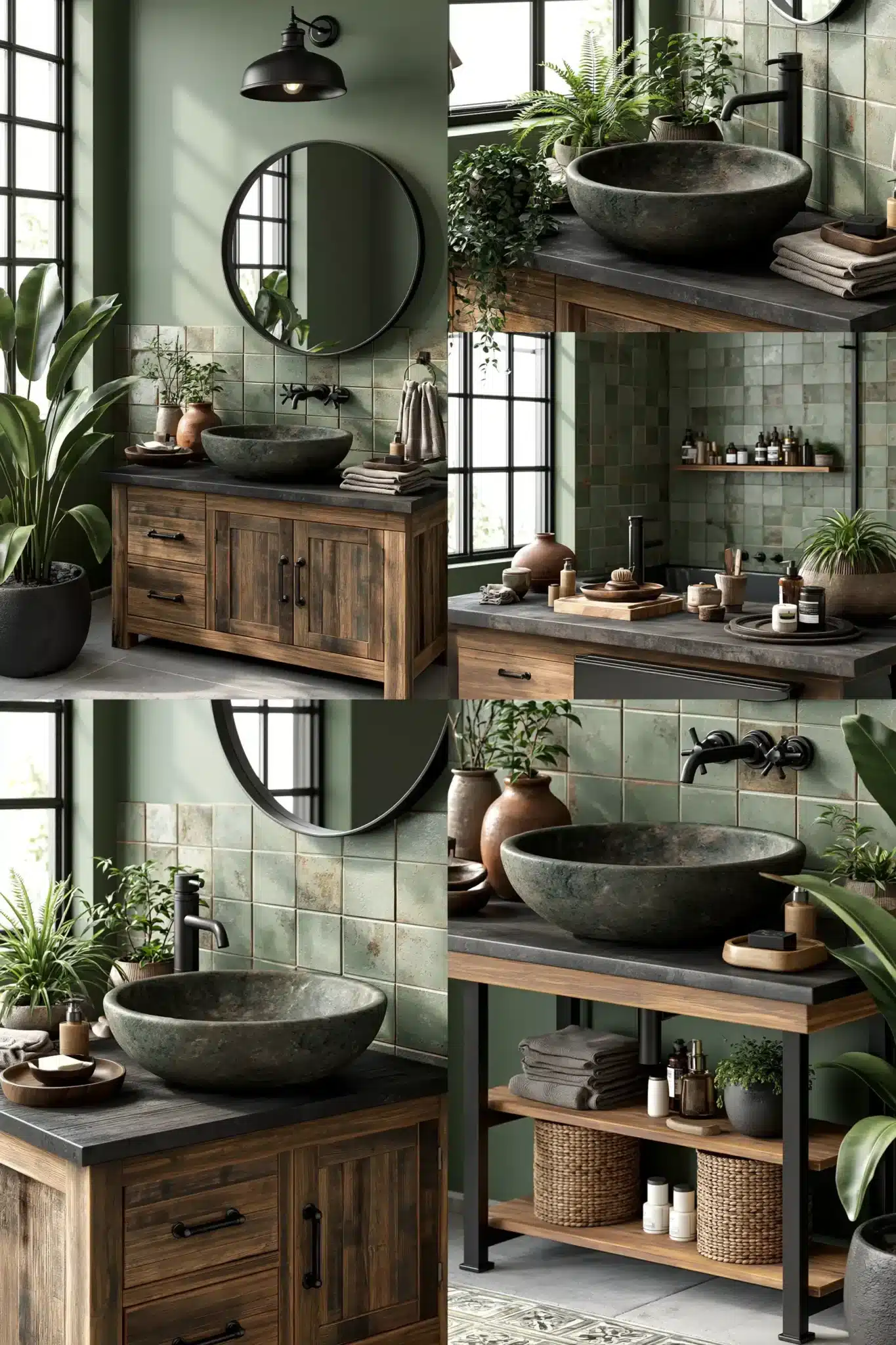 29 Sage Green and Black Bathroom Ideas for a Room That Feels Grounded sage green and black bathroom