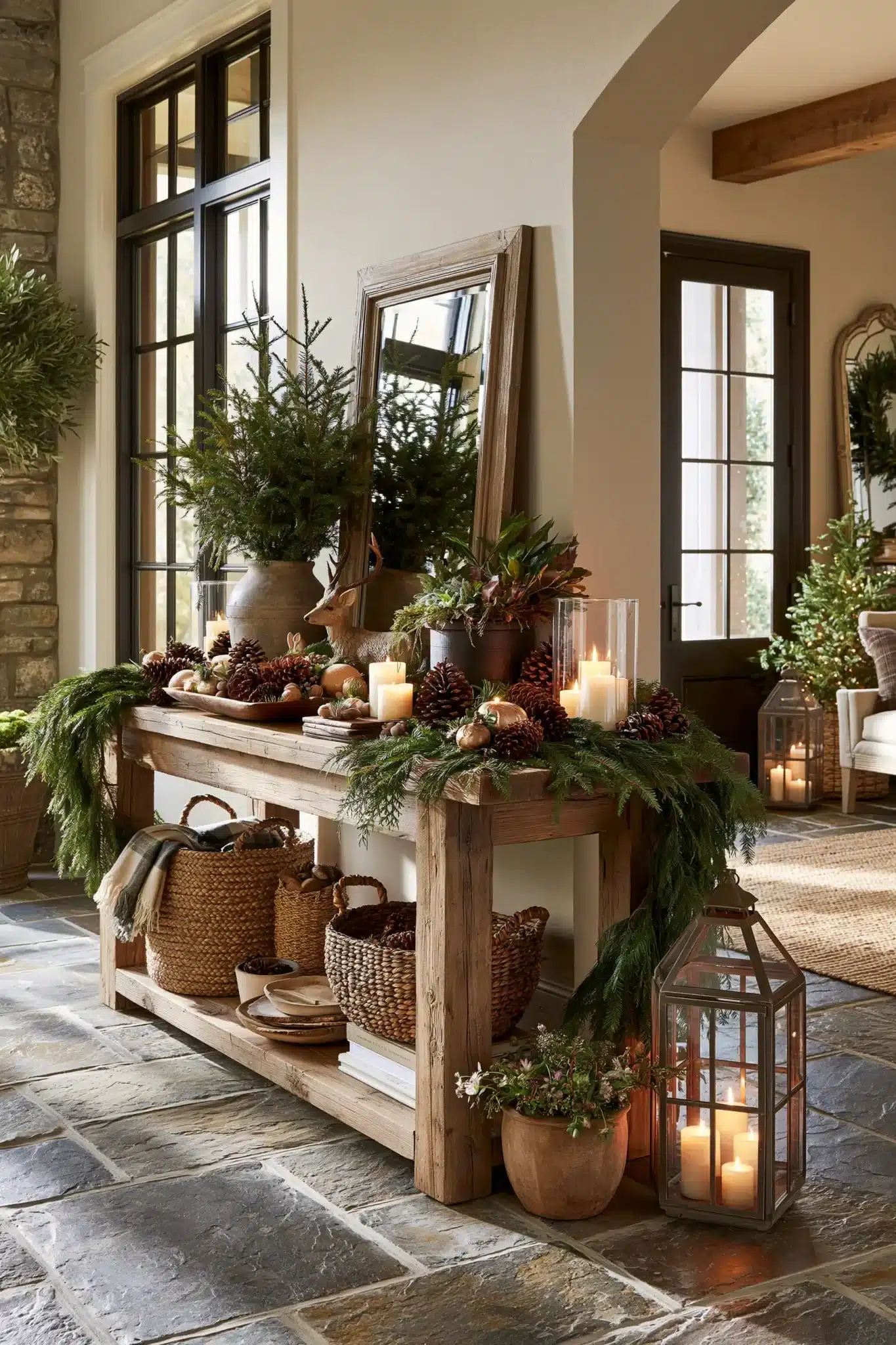 29 Christmas Entryway Table Decor Ideas That Say Hello Before Anything Else christmas entryway table decor