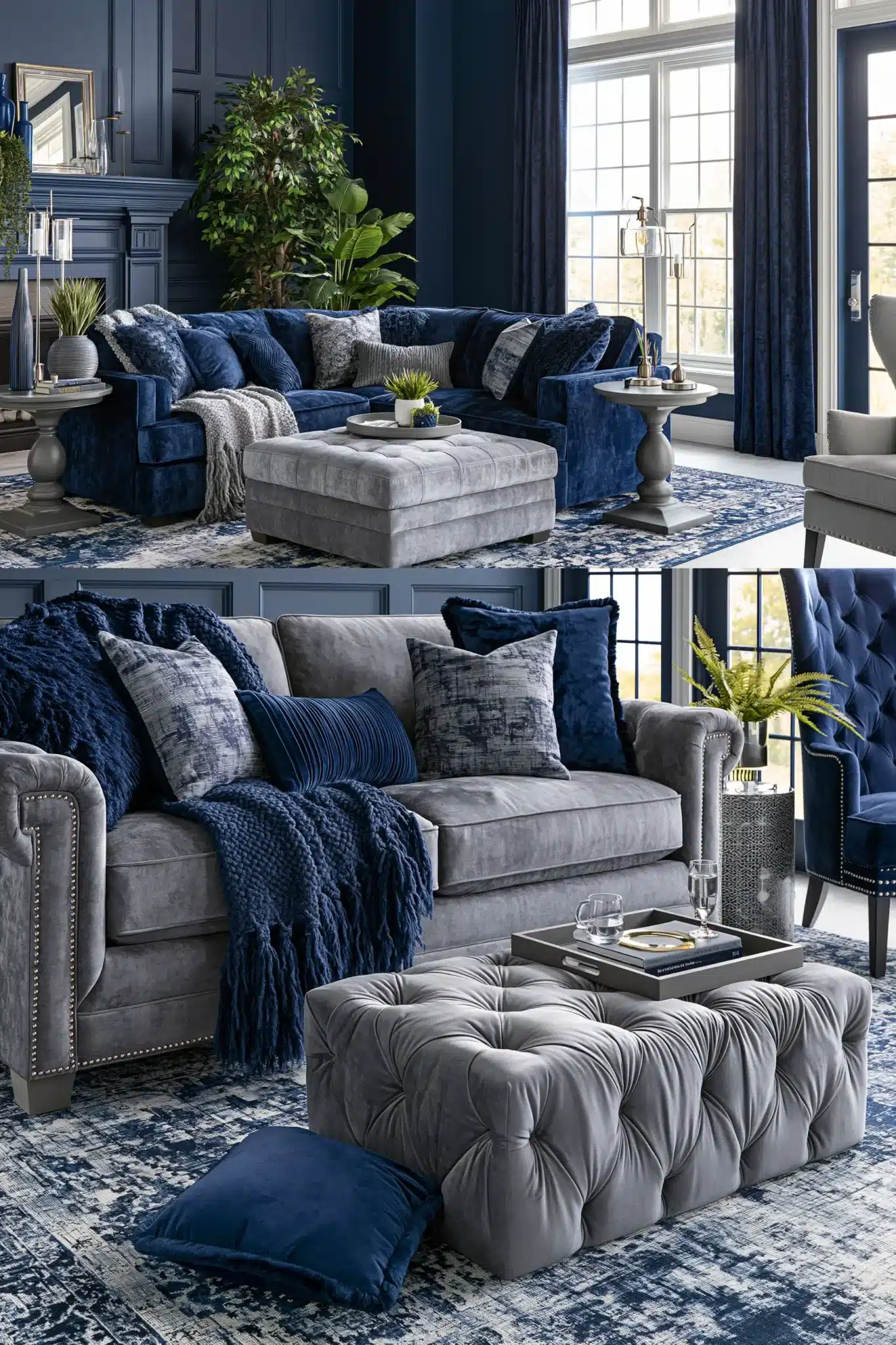 29 Navy Blue and Grey Living Room Ideas for a Space That Stays Calm navy blue and grey living room