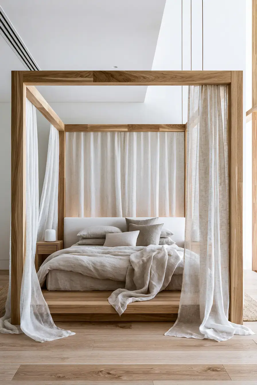 29 Japandi Style Bedroom Ideas with a Linen Platform Bed