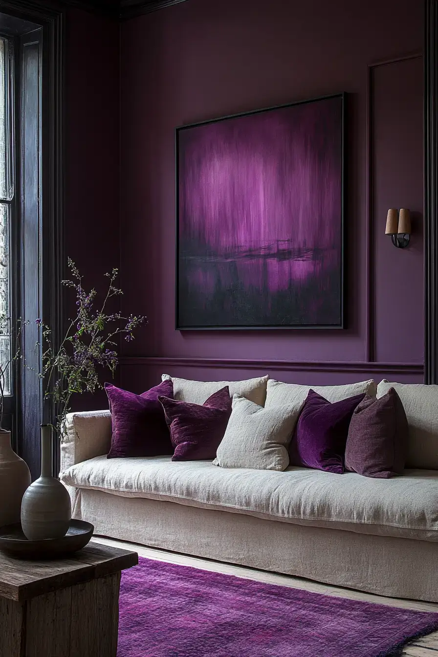 29 Purple Living Room Ideas with a Plum Accent Chair