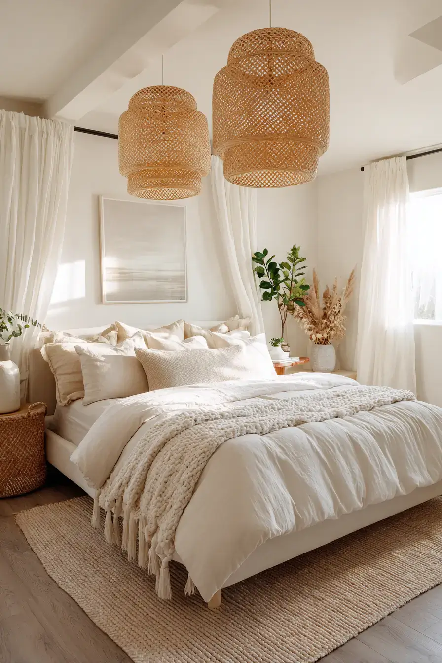 29 Boho Bedroom Lighting Ideas with a Rattan Pendant 29 Boho Bedroom Lighting Ideas with a Rattan Pendant