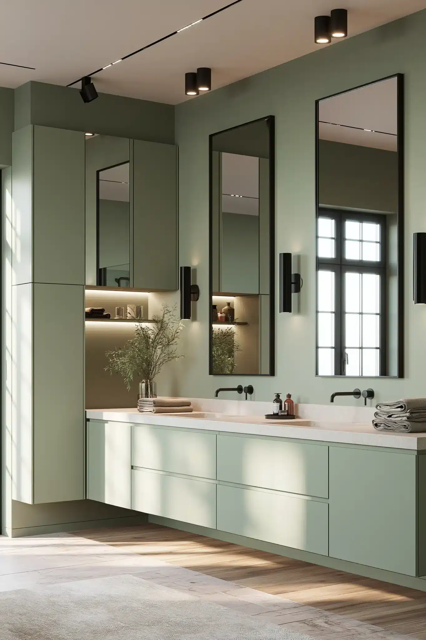 29 Sage Green and Black Bathroom Ideas for a Room That Feels Grounded sage green and black bathroom