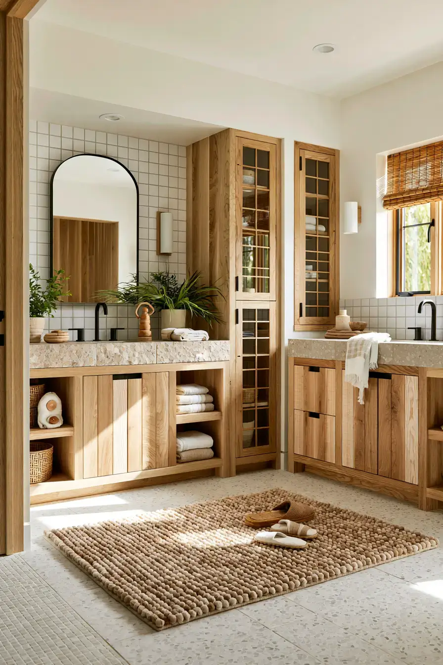 29 Japandi Style Bathroom Ideas with a Wooden Soaking Tub 29 Japandi Style Bathroom Ideas with a Wooden Soaking Tub
